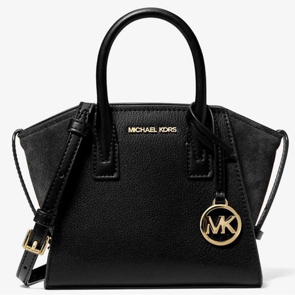 Michael Kors Avril Extra-Small Leather and Suede Satchel Bag Black Multi - Picture 1 of 9